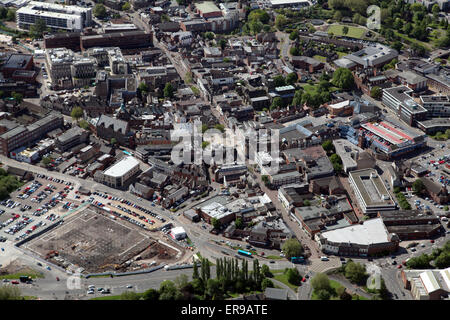 Luftaufnahme von Stafford Stadtzentrum, Staffordshire, UK Stockfoto