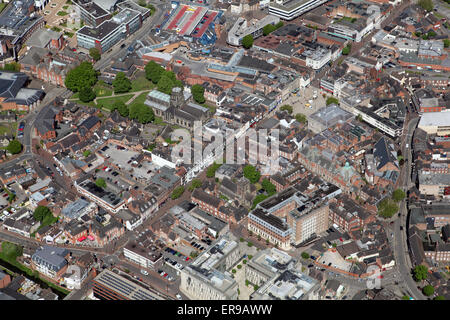 Luftaufnahme von Stafford Stadtzentrum, Staffordshire, UK Stockfoto