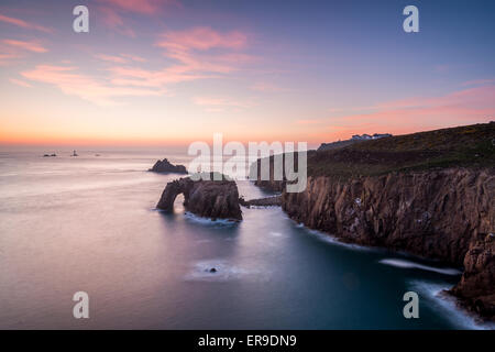 Ein Blick auf Lands End in Cornwall. Stockfoto