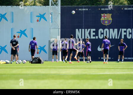 Barcelona, Spanien. 29. Mai 2015. FC Barcelona Fussball Team Züge am letzten Tag vor Copa del Rey Spiel, Sportzentrum der Stadt. © Ron Levy/ZUMA Wire/ZUMAPRESS.com/Alamy Live-Nachrichten Stockfoto