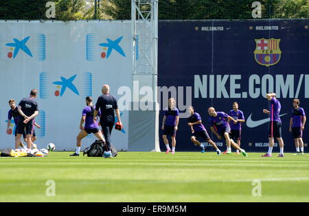 Barcelona, Spanien. 29. Mai 2015. FC Barcelona Fussball Team Züge am letzten Tag vor Copa del Rey Spiel, Sportzentrum der Stadt. © Ron Levy/ZUMA Wire/ZUMAPRESS.com/Alamy Live-Nachrichten Stockfoto