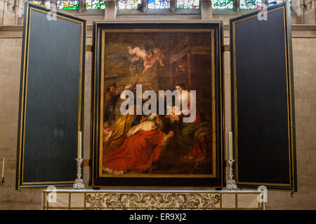 Großbritannien, England, Cambridge.  Kings College Chapel, die Anbetung der Könige, von Rubens, 1634. Stockfoto