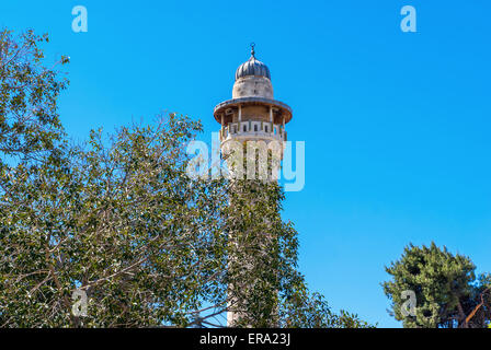 Minarett mit einer Umfrageplattform. Altstadt von Jerusalem. Israel Stockfoto