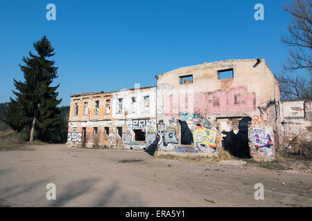 Ruinen der alten Fabrik - Fischaugen-Objektiv Ansicht Stockfoto