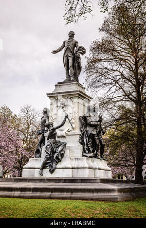 Major General Marquis Gilbert de Lafayette Denkmal, Lafayette Park, Pennsylvania Avenue NW, Washington, DC Stockfoto