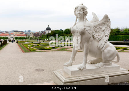 Das Belvedere ist ein historischer Gebäudekomplex in Wien, Österreich, bestehend aus zwei barocke Paläste (obere und untere Belveder Stockfoto