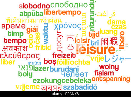 Hintergrund-Konzept Wordcloud mehrsprachige internationale Sprache Außenillustration Freizeit Stockfoto