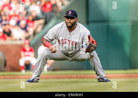 Arlington, Texas, USA. 30. Mai 2015. Boston Red Sox dritte Baseman Pablo Sandoval (48) in der Major League Baseball Spiel zwischen den Boston Red Sox und die Texas Rangers im Globe Life Park in Arlington, Texas. Tim Warner/CSM/Alamy Live-Nachrichten Stockfoto