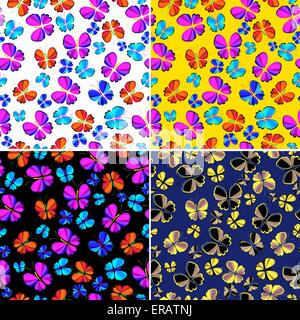 leuchtende Schmetterlinge in einer Reihe von seamless pattern Stock Vektor