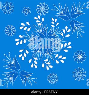 Muster von Blumen in blauen und weißen Farben, nahtlose Stock Vektor