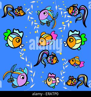 Bild von Fisch auf blauem Grund Stock Vektor