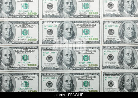 Geld Stapel 100 US-Dollar bills.background Stockfoto