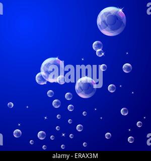 Bläschen auf dem dunkelblauen Hintergrund Stock Vektor