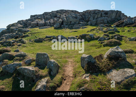 Eisenzeit bleibt St. Davids Kopf Besiedlung in Pembrokeshire, Wales Stockfoto