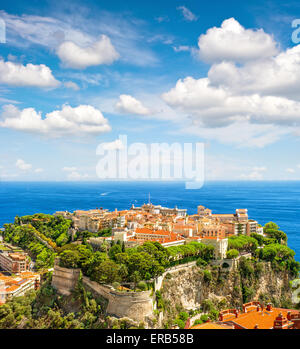 Monaco mit fürstlichen Palast und ozeanographischen Museum. Mittelmeer. Côte d ' Azur in Südfrankreich Stockfoto
