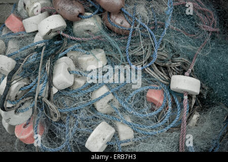 Detail der Fischernetze Stockfoto