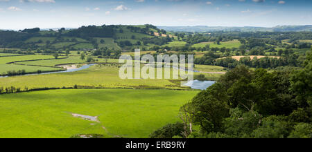 Wales, Carmarthenshire, Llandeilo, Towy Tal von Dynefor Burg, Panorama Stockfoto