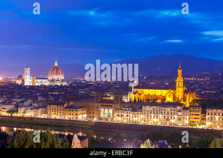 Berühmten Blick auf Florenz in der Dämmerung, Italien Stockfoto