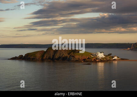 Burgh Island, Devon, zeigt das Art-Deco-Burgh Island Hotel. Stockfoto