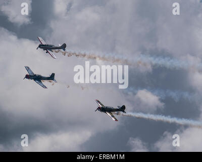 Red Stars-Ausbildungs-Team während des Fluges, Rocky Mountain Air Show, Aurora Reservoir, Colorado. Stockfoto
