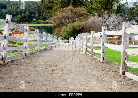 Alten Holzzaun und Dirt-track Stockfoto