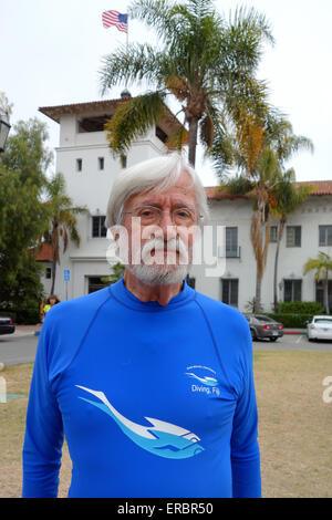 Santa Barbara, Kalifornien, USA. 31. Mai 2015. Jean-Michel Cousteau spricht bei einem Öl verschütten Protest als Reaktion auf das Rohöl-Pipeline-Leck Refugio State Beach entlang der Küste von Gaviota. Bildnachweis: Lisa Werner/Alamy Live-Nachrichten Stockfoto