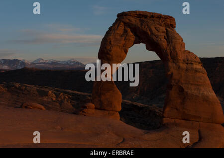 Delicate Arch in der Nähe von sunset Stockfoto