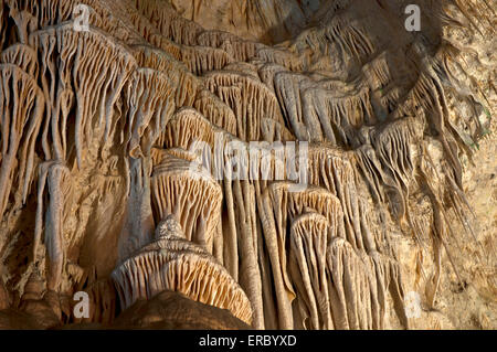 Textur der riesigen Kuppel Spalte, Hall of Giants in Carlsbad Caverns National Park, New Mexico Stockfoto