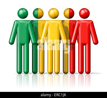 Flagge von Mali auf Strichmännchen - nationalen und sozialen Gemeinschaft Symbol 3D-Symbol Stockfoto