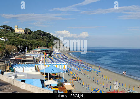 Der Strand von Celle Ligure, Italien Stockfoto