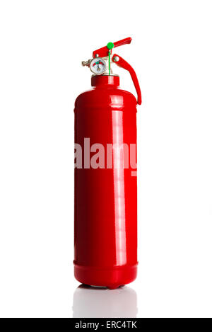 Komprimierte Druck chemischer Feuerlöscher, Isolated on White Background Stockfoto