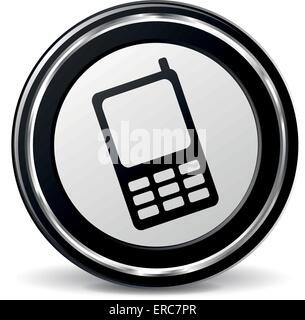 Vektor-Illustration von Schwarz und Chrom Handy-Symbol Stock Vektor