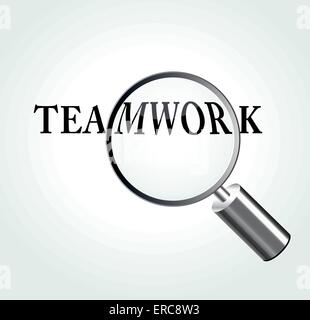 Vektor-Illustration von Teamwork Konzept mit Lupe Stock Vektor