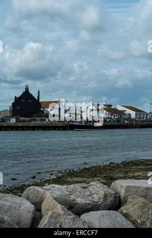 Mudeford Quay-Blick vom Hengisbury Kopf Dorset Stockfoto