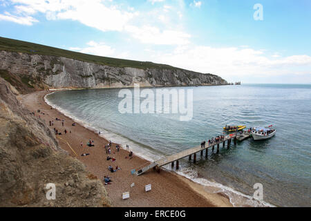 Alum Bay Beach und die Nadeln auf der Isle Of Wight-UK Stockfoto