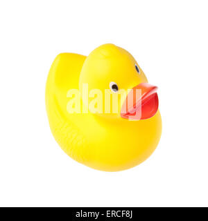 Gummiente auf dem weißen Hintergrund isoliert Stockfoto