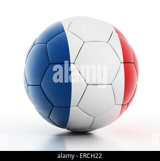 Frankreich-Flagge auf den Fußball isoliert auf weißem Hintergrund Stockfoto
