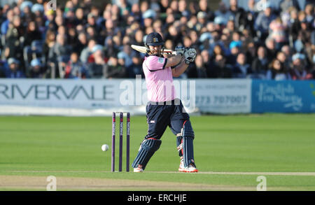 Sussex Haie V Middlesex T20 Blast-Cricket-Match in Hove County ground - Paul Stirling mit der Wimper für Middlesex Stockfoto