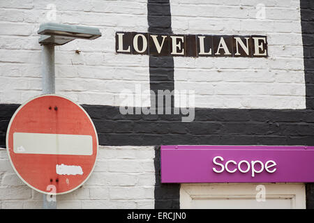 Liebe Lane in Nantwich Dorf in Nantwich Cheshire UK hat die größte Sammlung von historischen Gebäuden außerhalb Chester in der Stockfoto