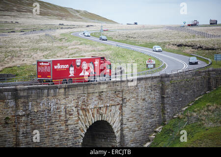 A628 Woodhead Pass Manchester mit Barnsley und Sheffield und die Autobahn M1 verbindet. An der Grenze von Barnsley mit Bild Stockfoto