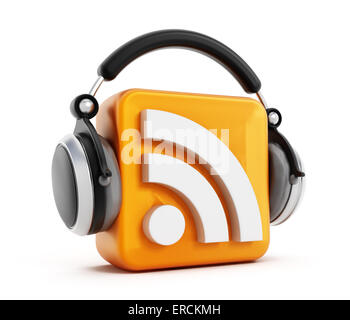 Podcast-Symbol isoliert auf weiss. Stockfoto
