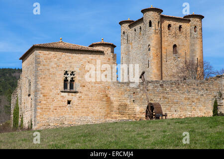 Donjon Arques, Aude, Languedoc-Roussillon, Frankreich. Stockfoto