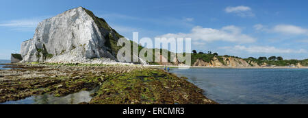 Whitecliff Bay Beach in der Nähe von Bembridge auf der Isle Of Wight Panorama Stockfoto