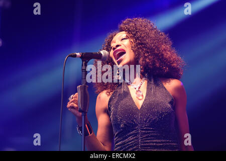 Boney M bei Wychwood Musik festival2015 in Cheltenham, Gloucestershire, England Stockfoto