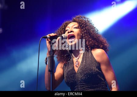 Boney M bei Wychwood Musik festival2015 in Cheltenham, Gloucestershire, England Stockfoto