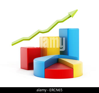 Business-Erfolg-Konzept mit Grafiken und Kreisdiagramm. Stockfoto