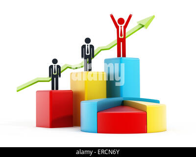 Business-Erfolg-Konzept mit Grafiken und Kreisdiagramm. Stockfoto