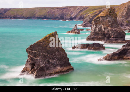 Bedruthan Steps, Newquay, Cornwall, England, Großbritannien Stockfoto