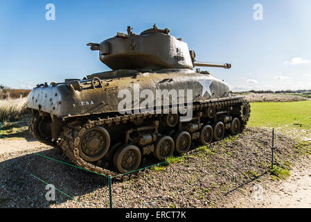 US-Panzer stehend, die Operation Overlord in der Normandie zu feiern Stockfoto