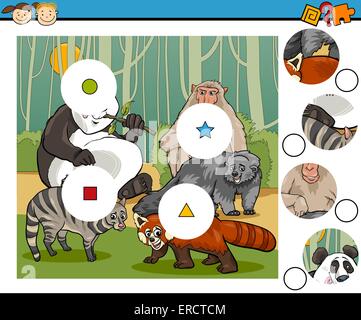 Cartoon-Illustration der Match der Stücke-Lernspiel für Kinder im Vorschulalter Stock Vektor